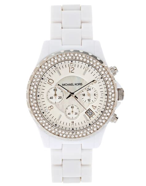 michael kors white diamante watch|michael kors white diamond watch.